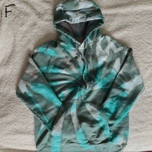 Green tie dye hoodie / hooded sweatshirt